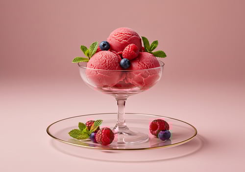 Refreshing Raspberry Sorbet with Mint and Berries photo