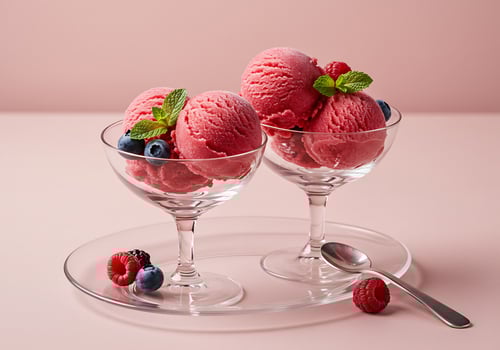 Refreshing Berry Sorbet in Crystal Bowls photo