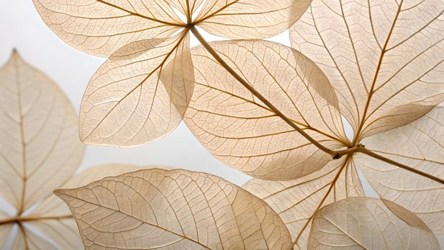 Aerial View of Delicate Leaf Patterns, Highlighting Natures Intricate Design, Landscape with Transparent Leaves, Botanical Beauty, Plant Texture, Eco Friendly Aesthetics, Natural Backgrounds, photo