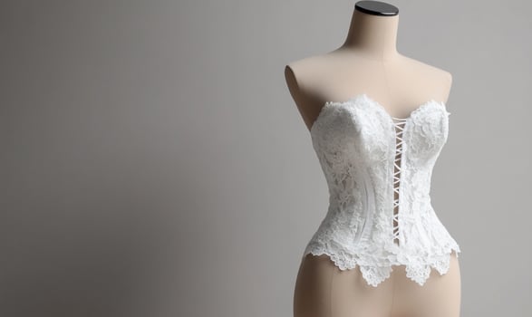 A white corset with lace on it photo