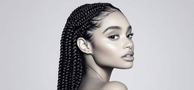 A portrait of a person with braided hair showcasing beauty and style. photo