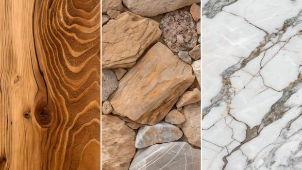 Natural Textures Detailed Collage for Designers and Architects Featuring Wood, Stone, and Marble Patterns photo