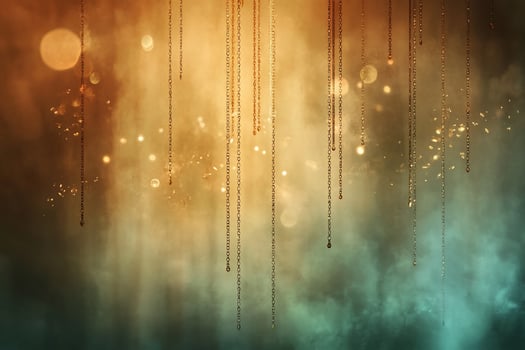 Abstract background with glowing lights and cascading elements. photo