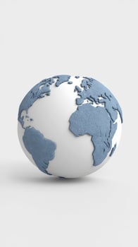 A globe with a blue and white earth on it photo