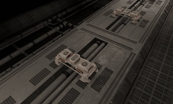 Base of operations modular science fiction with main computer center 3d rendering photo