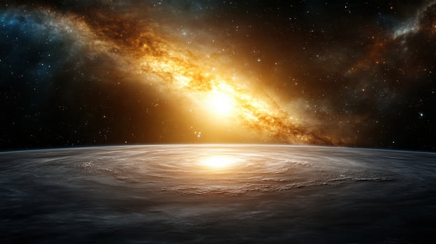 stunning view of galaxy with bright sun illuminating cosmos photo