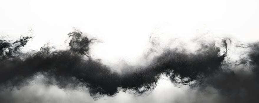Abstract Black Powder Cloud Dispersion Against White Background photo