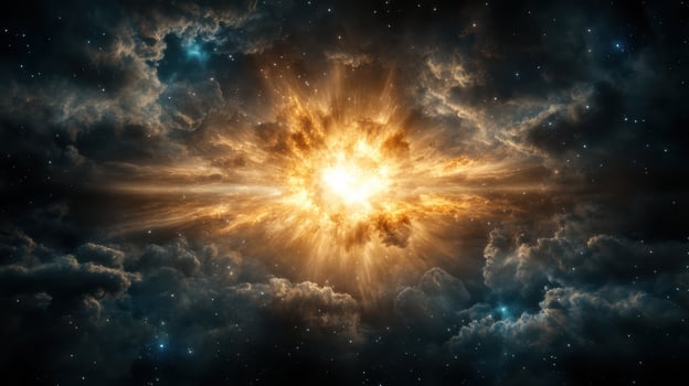 supernova explosion illuminating cosmos with vibrant colors and energy photo