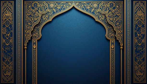 an Islamic archway with golden geometric photo
