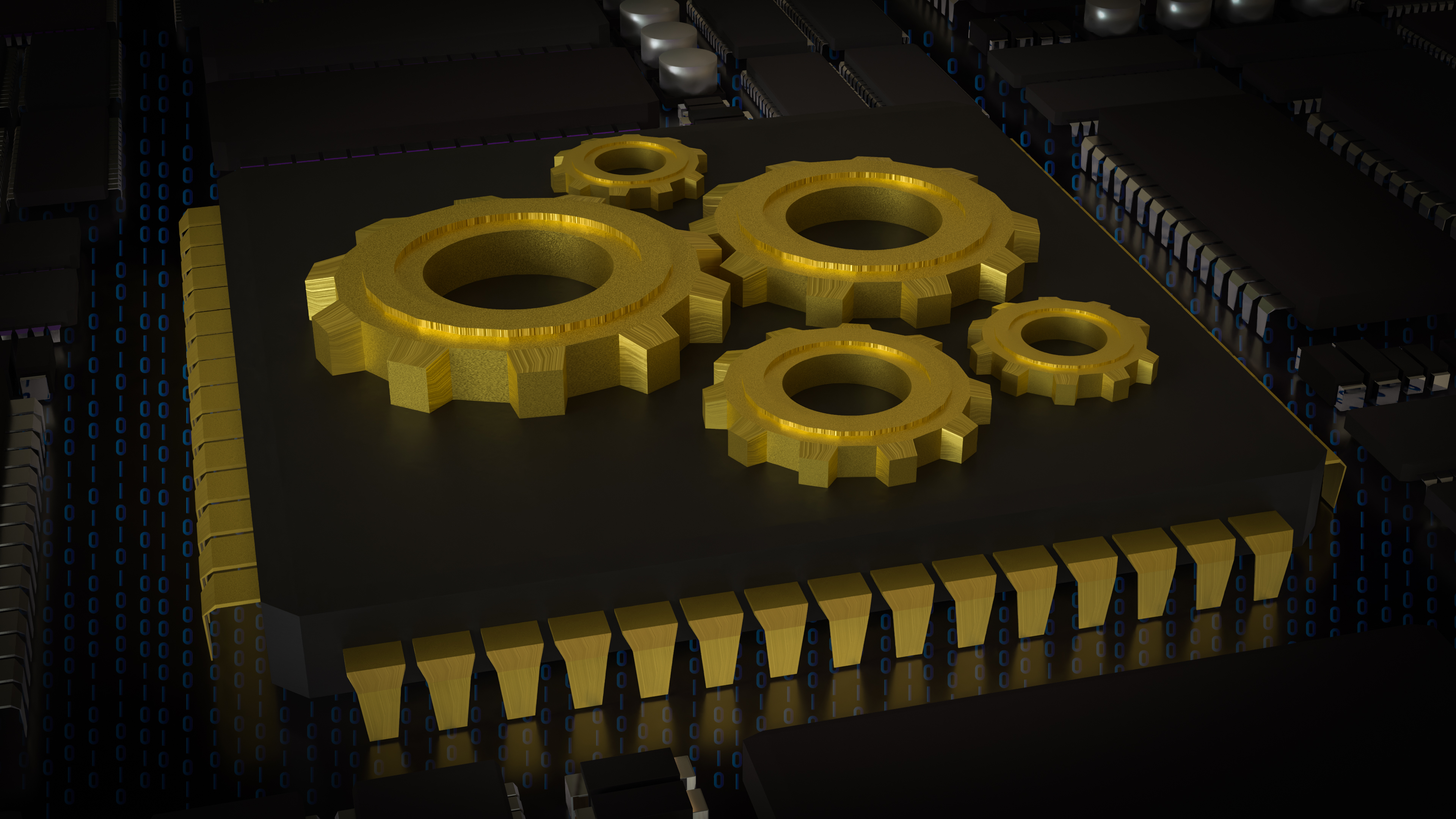 Gold Gear on Chip for Technology or IT photo