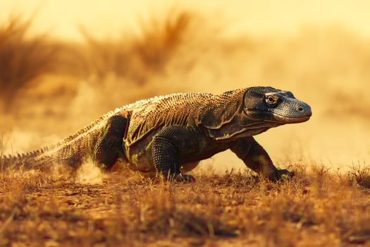 Large lizard walking in the komodo national park, indonesia photo