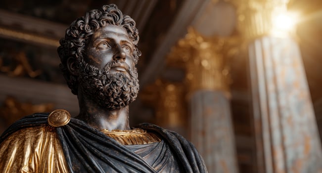 Statue of a man with a beard and curly hair photo