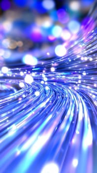 Abstract glowing fiber optic swirls, digital data flow, futuristic tech background, website header photo