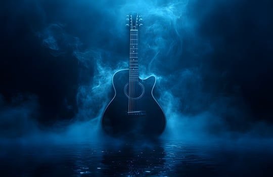 Acoustic Guitar in Blue Mystical Smoke Setting photo