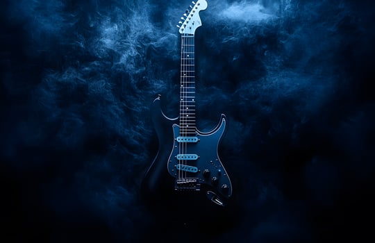 Electric Guitar in Blue Smoky Atmosphere photo