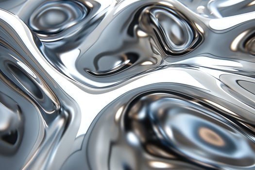 Close-up of a shiny, metallic surface with wavy, reflective patterns. photo