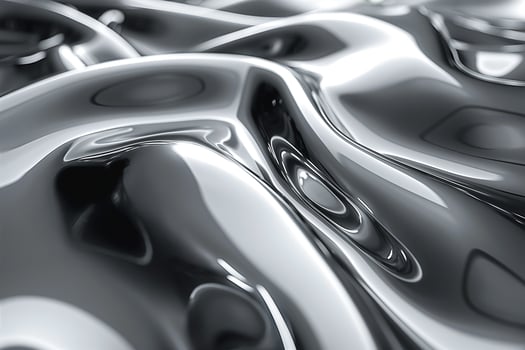 Abstract close-up of smooth, reflective surfaces showcasing fluid shapes and a monochrome palette. photo