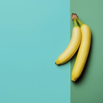 Fresh bananas on vibrant background, showcasing their bright yellow color and smooth texture photo
