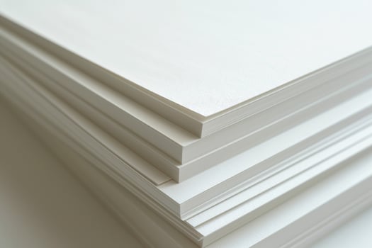 A stack of clean, white sheets of textured paper, showcasing a minimalist aesthetic and perfect for artistic projects. photo