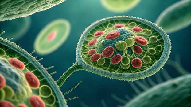 Plant Cell Structure Detailed Microscopic View for Educational Use in Biology Classrooms photo