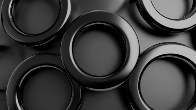 Black rings abstract background, design element photo