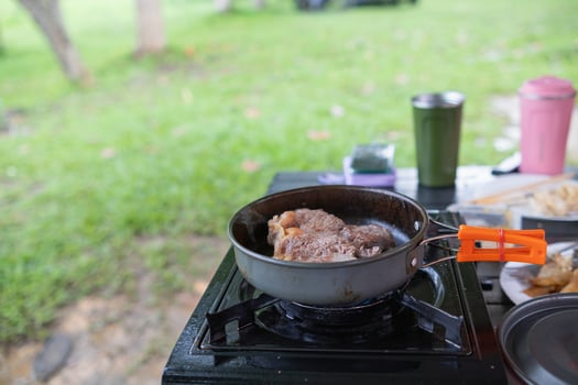A pan on a stove photo