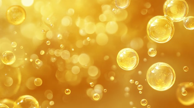 Yellow background with many small bubbles. The bubbles are yellow and they are scattered all over the background photo