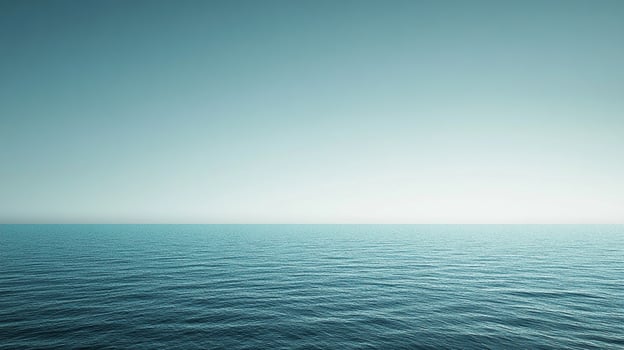 Vast, open expanse of the ocean water stretching into the horizon under a bright, calming pale blue sky. Peaceful seascape. photo