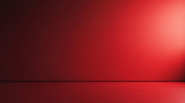 Abstract background of a gradient red wall and floor with a soft light in the upper right corner creating a dynamic and modern backdrop. photo