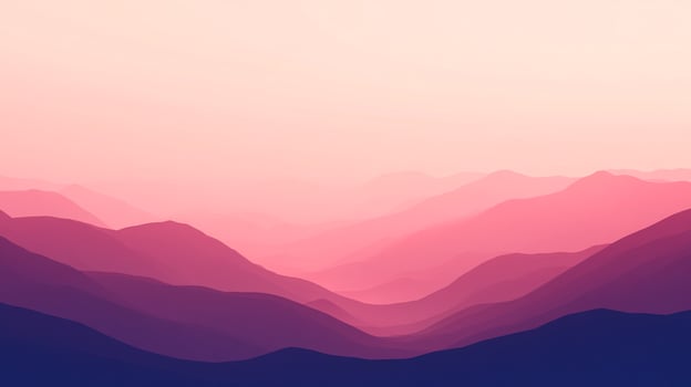 Layered mountain landscape with a gradient of pinks and purples creates a serene and captivating nature scene. photo