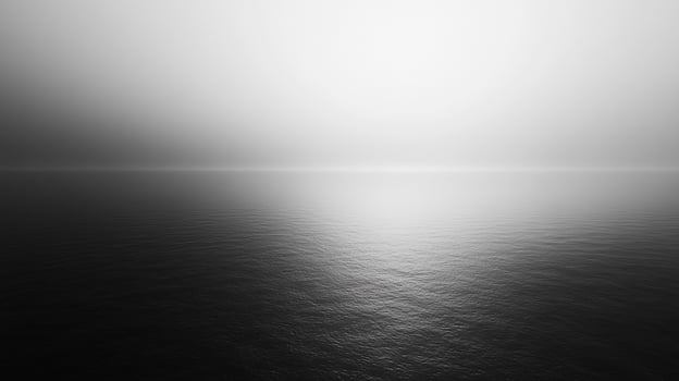 Monochromatic seascape, dark water fades into light sky, a study in contrast and texture. The horizon line is a subtle divide. photo