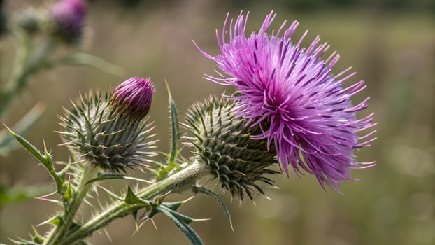 Purple Thistle Flower Vibrant Bloom in Natural Habitat for Nature Enthusiasts and Botanical Researchers photo