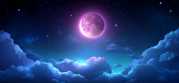 Pink Moonlit Cloudscape Night photo