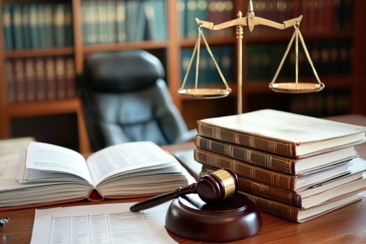 Lawyer's Office with Bankruptcy Books and Legal Documents for Professional Representation photo