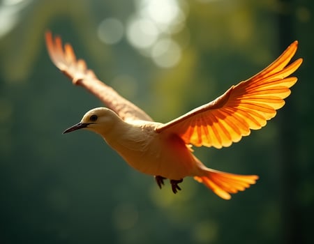 Graceful Bird in Flight with Vibrant Orange Wings Captured During Day of the Dead Celebration photo