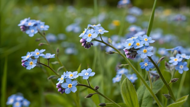 Blue forget-me-not flowers in vibrant garden for nature enthusiasts and photographers photo