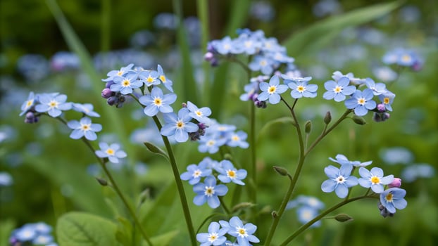 Blue forget-me-nots delicate blooms in garden for nature enthusiasts photo