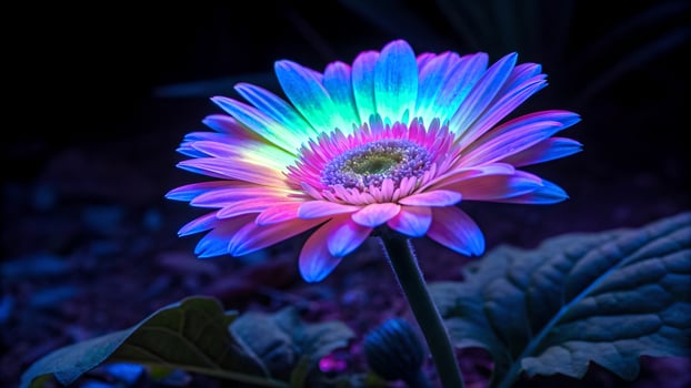Vibrant Gerbera Daisy in Neon Glow for Creative Designers and Nature Enthusiasts, Perfect for Artistic Projects and Botanical Illustrations photo