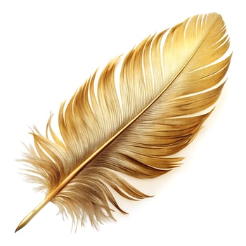 The feather is covered with gold paint photo