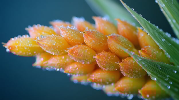 Orange flower petals covered in sparkling water drops creating a mesmerizing natural display photo