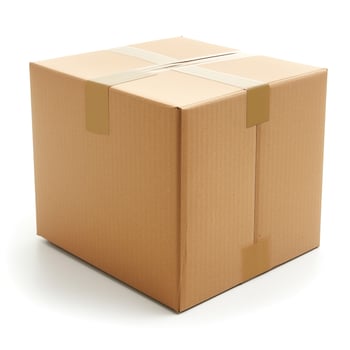 A sturdy brown cardboard box sealed with tape, ready for shipping. photo