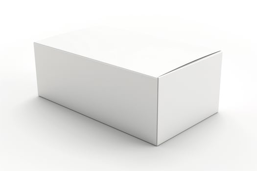 A minimalist white box with a smooth, shiny surface, ideal for packaging or storage. photo