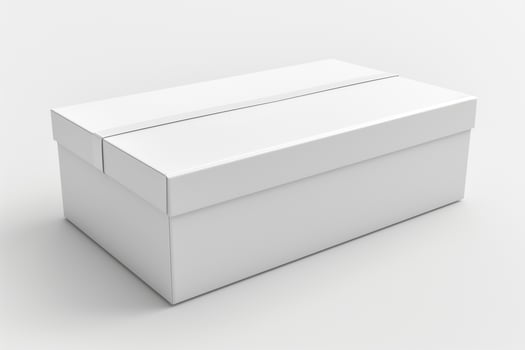 A clean, white storage box on a minimalist background, perfect for organizing various items. photo