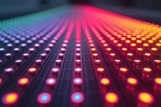 Colorful LED lights create a mesmerizing pattern with vibrant hues, showcasing a blend of red, green, and blue tones. photo
