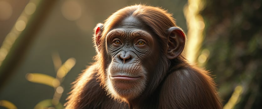 A chimpanzee is looking at the camera photo