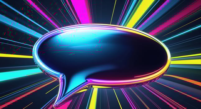 A colorful speech bubble on a black background photo