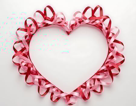 Heart shaped ribbon on white background photo