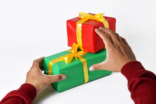 Gift Giving in Festive Red and Green photo