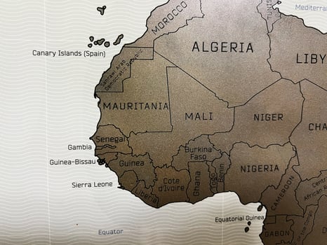 Detailed map of West Africa highlighting countries and geographic features photo