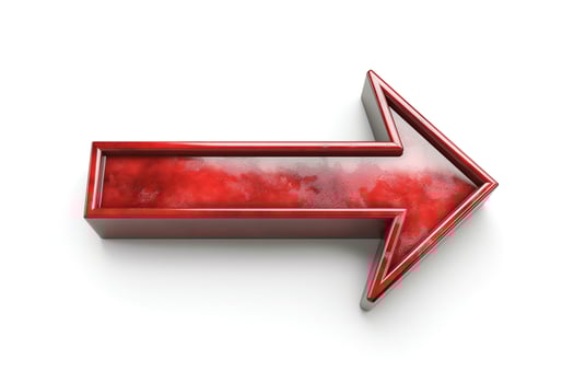A glossy red arrow pointing right, symbolizing direction and movement. photo